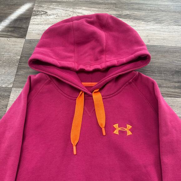 Under Armour UA Storm Pink Orange Womens Large Loose Pullover Hoodie Sporty - Picture 1 of 9